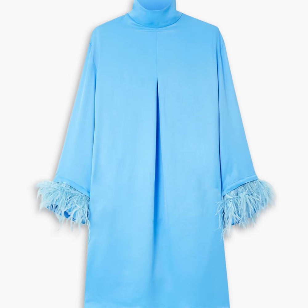 SLEEPER 

Party Shirt feather-trimmed satin dress size small